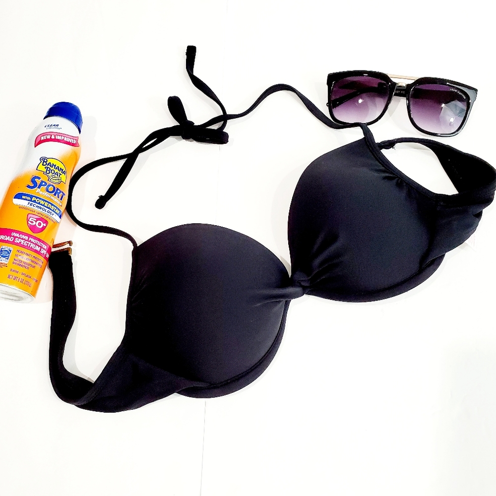 Xhilaration Black Underwire Padded Bikini Top Sz M